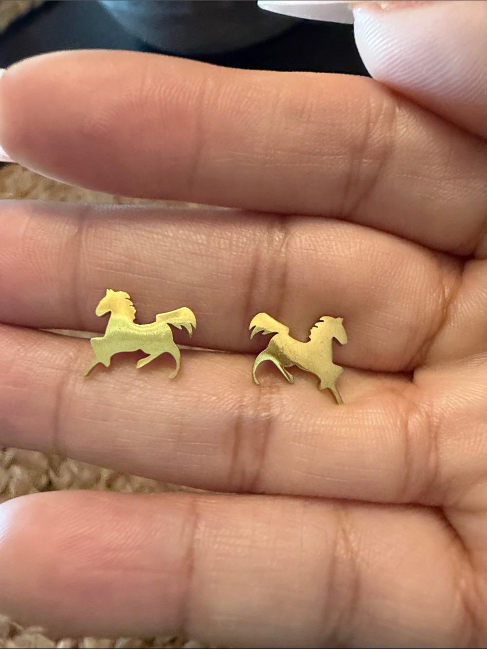 Gold Horse Stud Earrings - Minimalist Silhouette